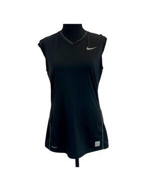 NIKE Pro women’s black athletic V-neck tank top Sz M 8-10